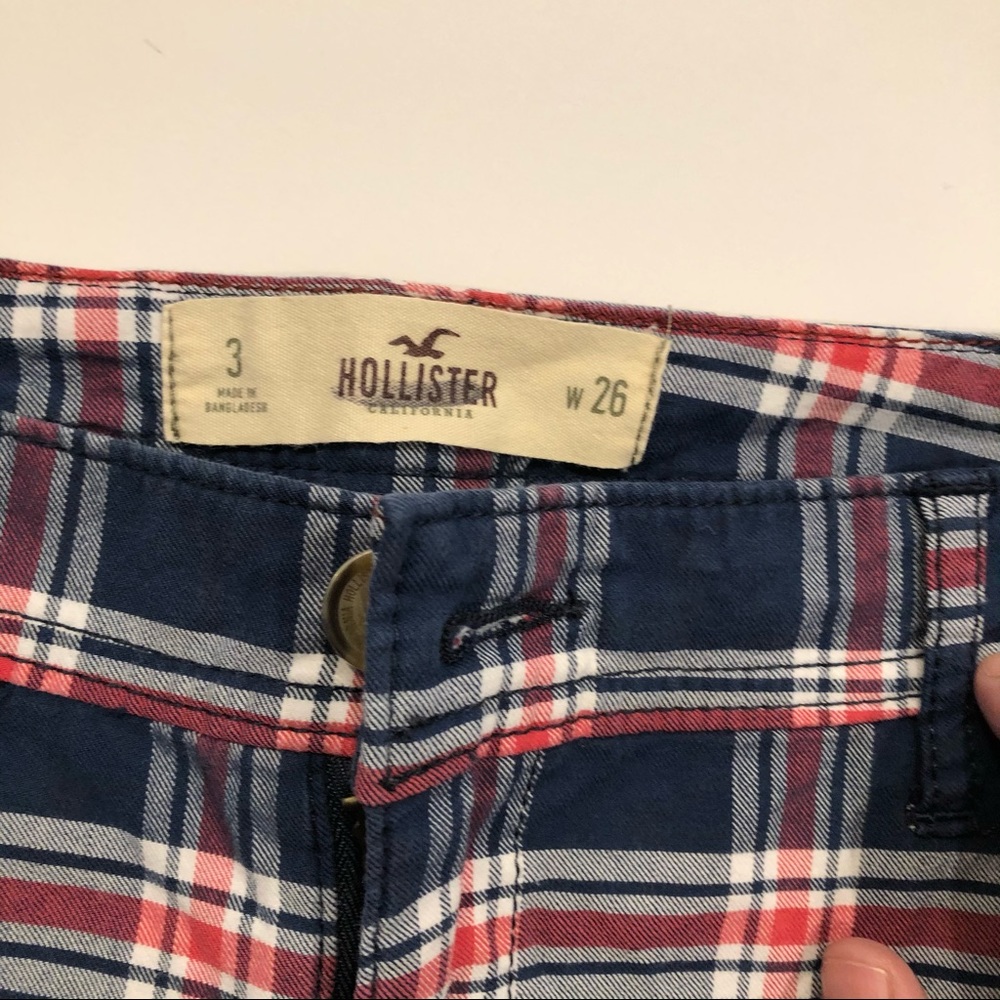 Hollister plaid shorts size 3 juniors red and blue - Picture 4 of 5